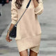 Long Sleeve Dress Solid Color High Neck Cross Short Cashmere Dress for Women - EX-STOCK CANADA