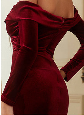 Fashion Velvet Elegant Bridesmaid Dress EX-STOCK Canada 