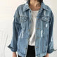 Unisex Casual Loose Wash Water Outwear Frayed Denim Jacket - EX-STOCK CANADA