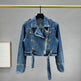 Long sleeved Short Denim Coat Women's Denim Jeans Cropped Jacket - EX-STOCK Canada