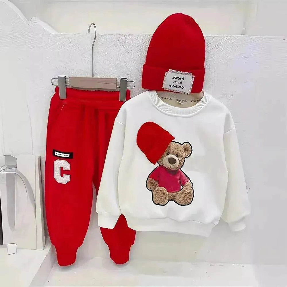 Children Cartoon Hat Bear Long-sleeved Trousers Two-piece Set for Kids - EX-STOCK Canada