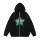 American street Star Printed Hoodie Cardigan unisex for fall winter - EX-STOCK Canada