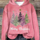 Round Neck Hooded Long Sleeve Four Christmas Trees Loose Hoodie Sweatshirt - EX-STOCK Canada