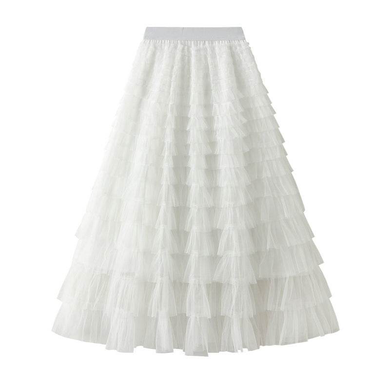 Cake Skirt Women's White Gauze long Layered tulle Skirt - EX-STOCK Canada