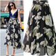 Women Formal Work Office High Waist Floral Midi Big Swing Chiffon Skirt - EX-STOCK Canada