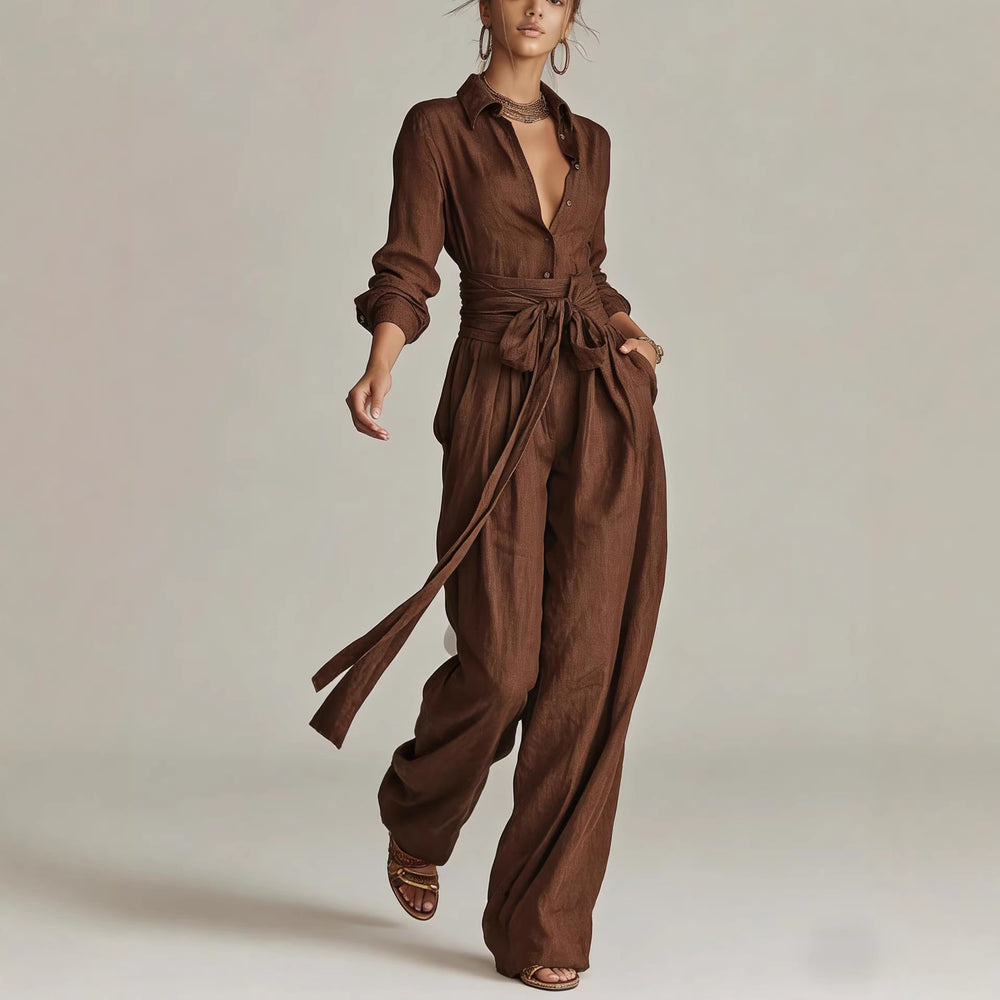 Women's artistic vintage matching shirt and pants