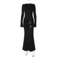 Fashion Round Neck Slim Fit Long Sleeve Bodycon Black Dress - EX-STOCK Canada