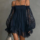 Long-Sleeve Lace Boat Neck Slip Dress