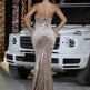 Fashion Halter neck Sheath Velvet Banquet Evening Party Dress - EX-STOCK CANADA