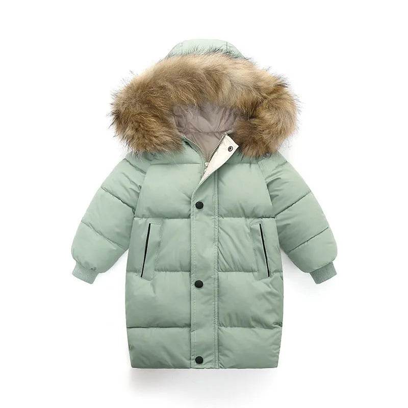 Big Fur Collar Mid-length Medium And Large Children's Clothing Thick Winter Wear Coat - EX-STOCK Canada