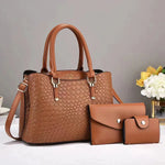 Woven Texture Three-piece Set Large Capacity One Shoulder Combination Bags women - EX-STOCK CANADA