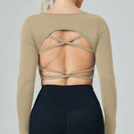 Quick Drying Clothes Outdoor Long Sleeve Cross Beauty Back Workout Clothes Sports Top - EX-STOCK CANADA