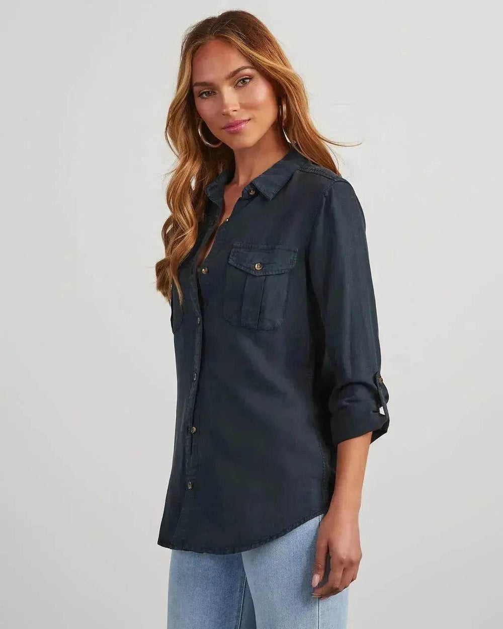 Formal Work Denim shirts for women Leisure Lapel Single Breasted Women's Long Sleeve Denim Shirt Women button down shirts - EX-STOCK Canada