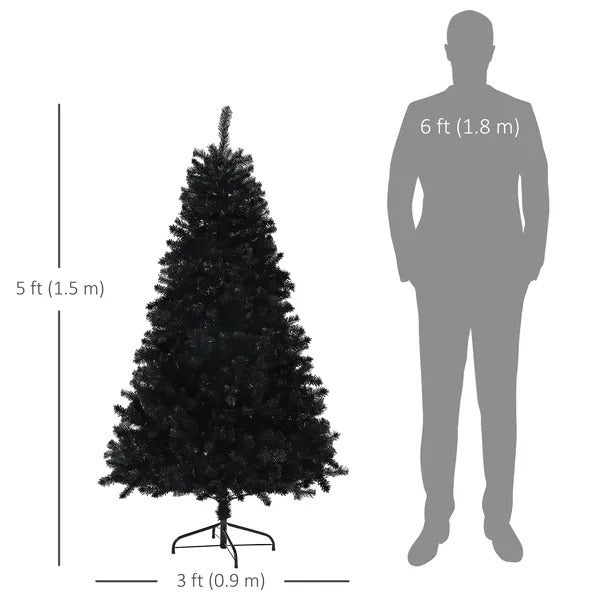 5ft Artificial Christmas Trees With Auto Open And Steel Base, Black EX-STOCK Canada 