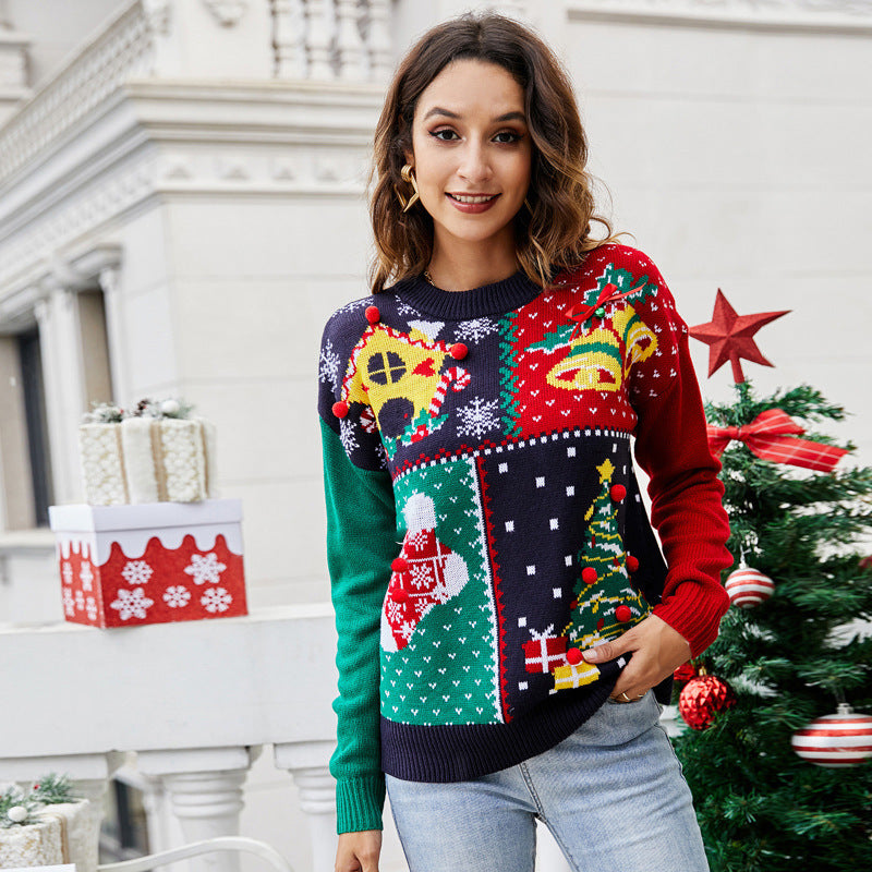 Women's Pullover Christmas Tree Snowflake Christmas Knit Sweater EX-STOCK Canada 