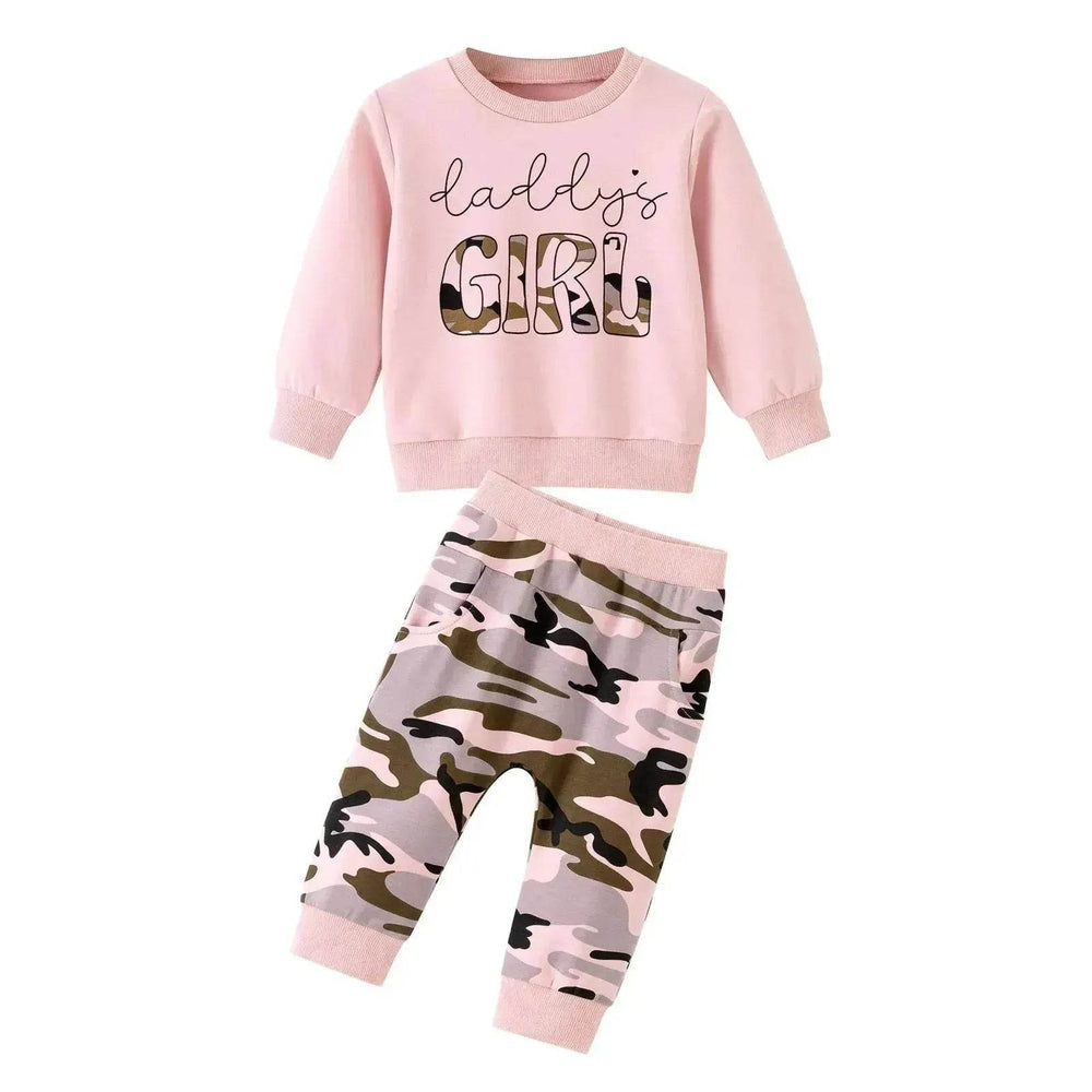 Two piece for girls Long Sleeve Sweater Camouflage Trousers Suit for girls - EX-STOCK Canada
