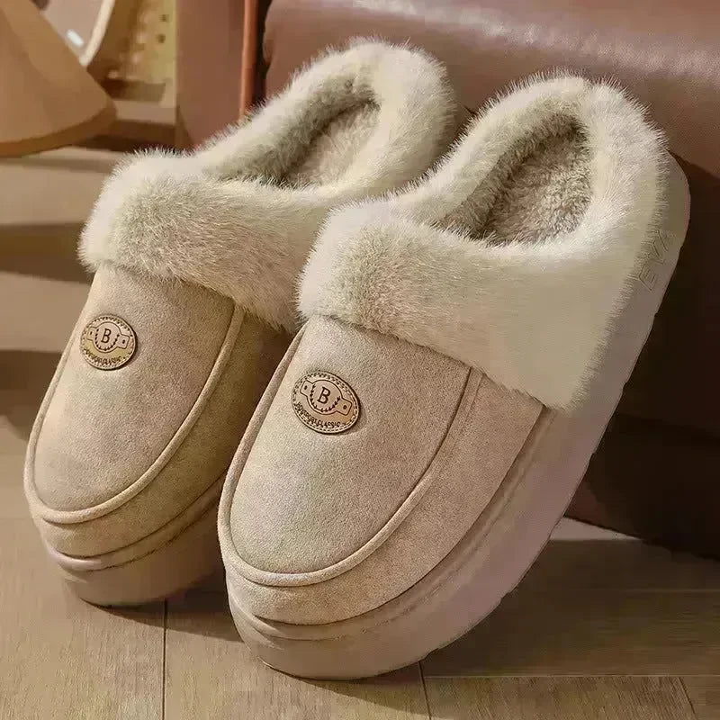 Winter Plush Slippers For Men Casual All-match Warm Suede House Shoes Indoor Non-slip Floor Bedroom Slipper - EX-STOCK CANADA