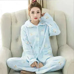 Women Coral Velvet Fleece Pajamas Fall Winter Loungewear Flannel  Sleepwear - EX-STOCK CANADA