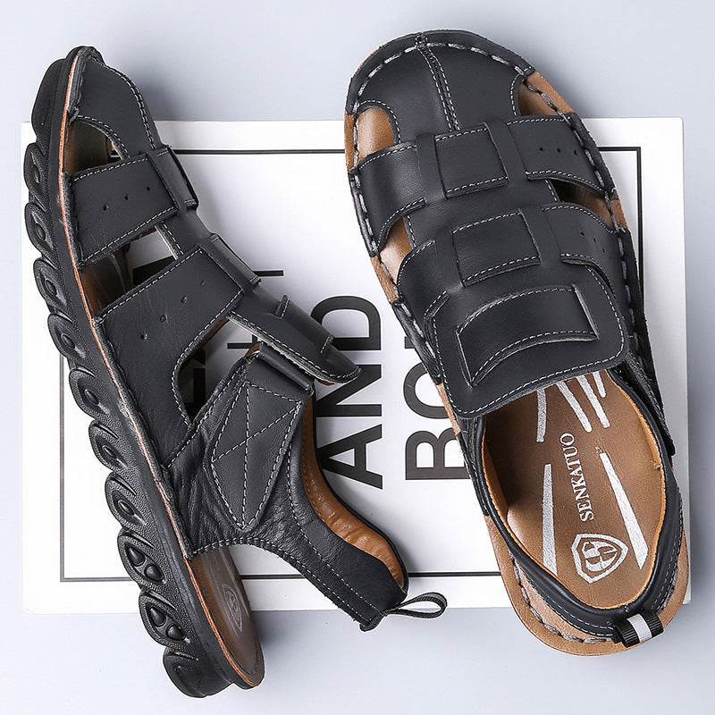 Men's Leather Sandals Soft Bottom Non-slip  EX-STOCK CANADA