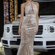 Fashion Halter neck Sheath Velvet Banquet Evening Party Dress - EX-STOCK CANADA