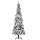 7.5 Foot Pencil Snow Flocked Artificial Christmas Tree With 950 Pine Realistic Branches, Pine Cones, Red Berries, Auto Open, Green EX-STOCK Canada 