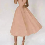 Charming V-neck Suspender Dress Summer Fashion A-Line Long Dresses For Women Sleeveless Skater Dress for Wedding cocktail evening  dinner party events - EX-STOCK CANADA