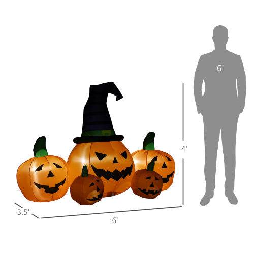 Outsunny 73L Inflatable Halloween Decoration,5 Pumpkin, Blow Up Outdoor LED Yard Display, Waterproof - EX-STOCK Canada