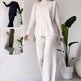 Casual 2pcs Co ord Winter Turtleneck Knitted Suit Loose Split Long-sleeved Top And Straight Trousers Fashion Casual Solid Set Women's Clothing - EX-STOCK Canada