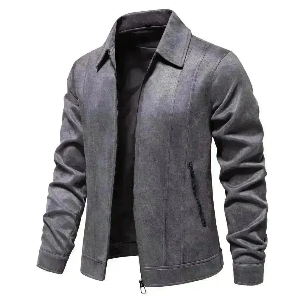 Fashion Lapel Zipper Jacket Autumn And Winter Solid Suede Coat Men's Clothing Outdoor - EX-STOCK CANADA