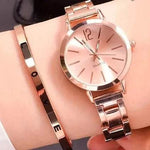 2pcs Narrow Strap Steel Strap Bracelet and Quartz Watch women - EX-STOCK Canada