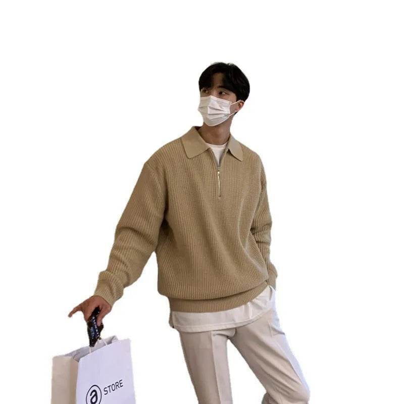 Lapel Sweater Men's Winter Loose Lightly Mature Knitwear Trendy - EX-STOCK Canada