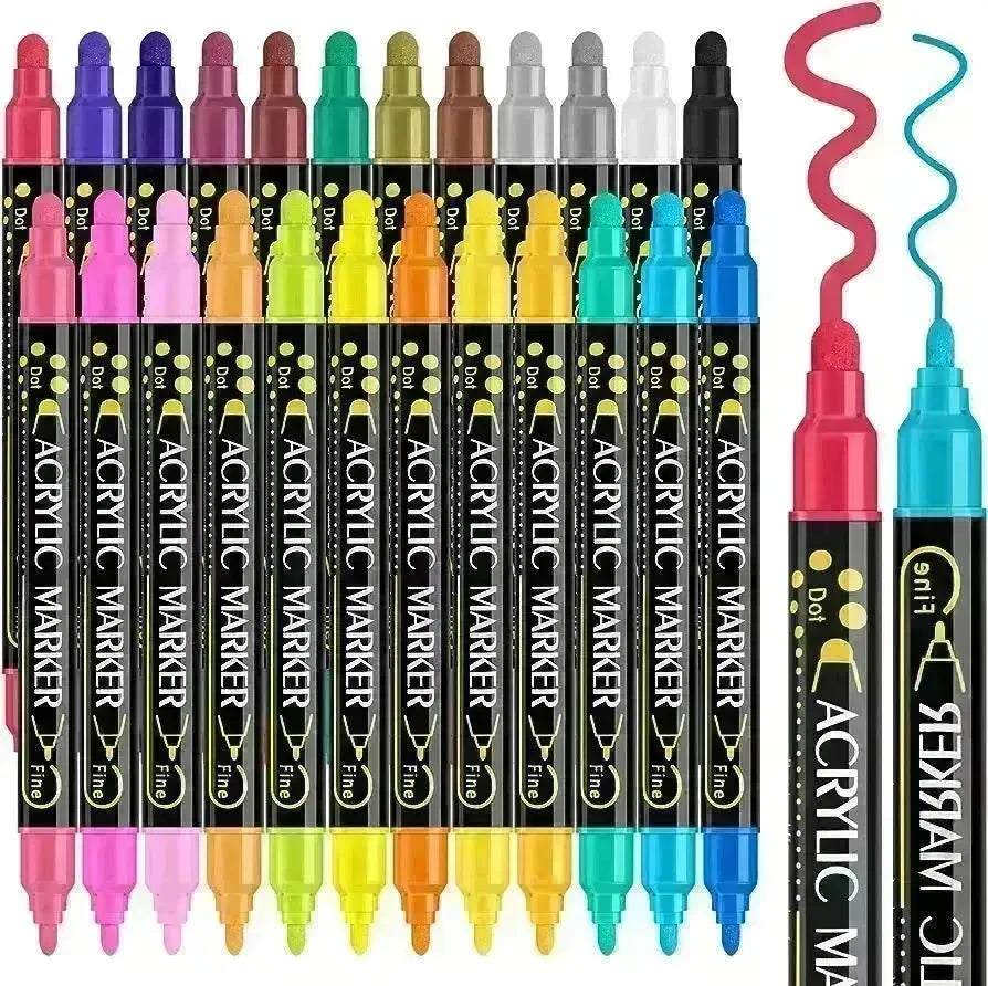 Acrylic Marker Pen Double-headed Stackable Water-based Paint Brush Paint Marker and Highlighter - EX-STOCK CANADA