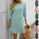 Casual New Solid Color Striped With Pockets Long Sleeve Loose Mini Dress Fashion Round Neck Straight Dress Women's Clothing - EX-STOCK CANADA