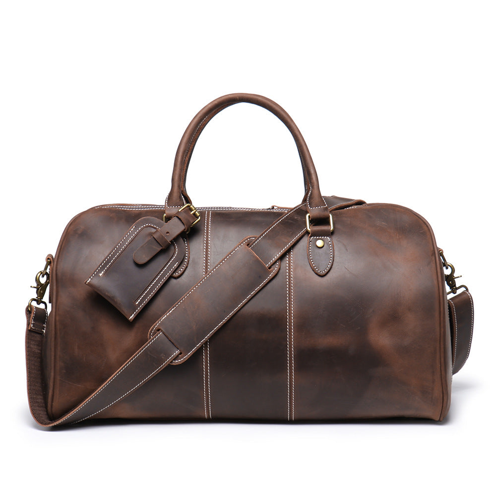 Retro New Men's Genuine Leather Portable Travel Bag | EX-STOCK Canada 