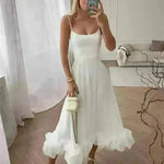 Fashion Suspenders Large Flower Swing Three-dimensional Flower A- Line Skater Dress Womens Clothing - EX-STOCK CANADA