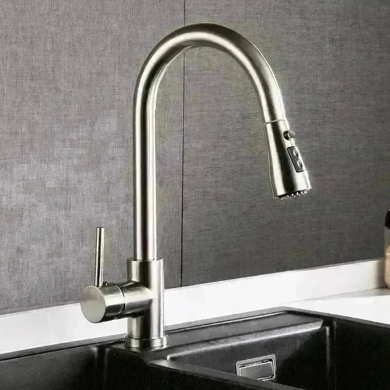 Stainless Steel Brushed Kitchen Sink Faucet with Sprayer - EX-STOCK CANADA
