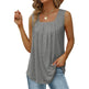 Summer cotton Tops For Women Loose Fit Pleated Square Neck Sleeveless Blouse Tops - EX-STOCK Canada