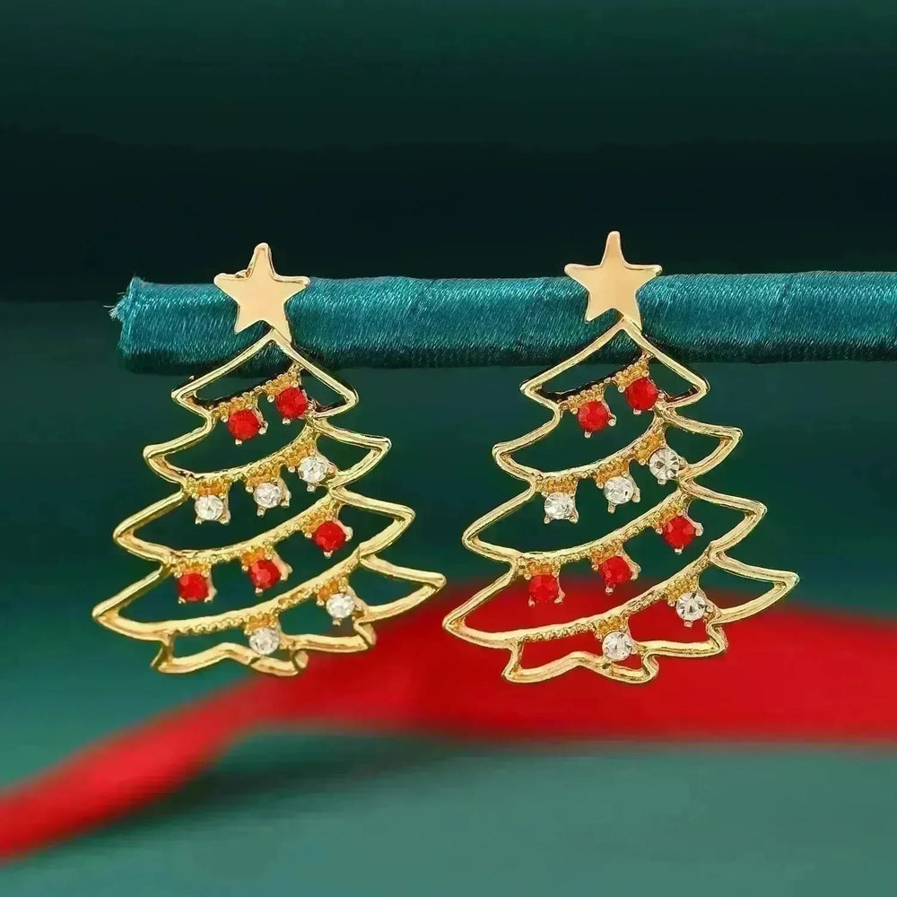 Christmas Earrings With Christmas Tree Colorful Zircon Christmas Tree Earrings  For Women Personality Earrings Party Jewelry Christmas Gift - EX-STOCK CANADA
