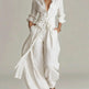 Long-sleeve shirt and wide-leg pants matching set