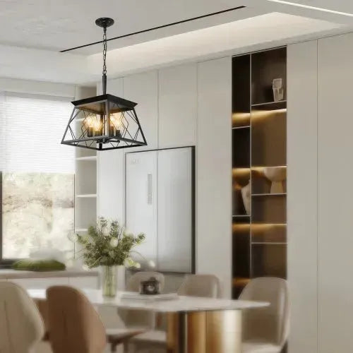 4 Lights Farmhouse Chandelier For Dining Room Black - EX-STOCK CANADA