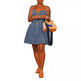 Chic Fashion Sleeveless Denim Sling Top Narrow Hem Flared mini Dress - EX-STOCK Canada