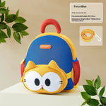 Children's backpack with cartoon face design on a beige background
