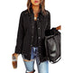 Black Ripped Shirt Denim Long Sleeve Coat Jacket Women - EX-STOCK CANADA
