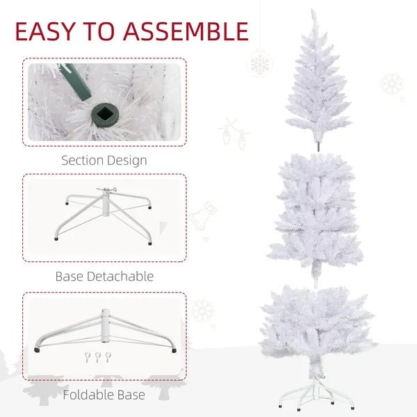 6ft Tall Pencil Artificial Christmas Tree With 479 Branch Tips With Steel Base, White EX-STOCK Canada 