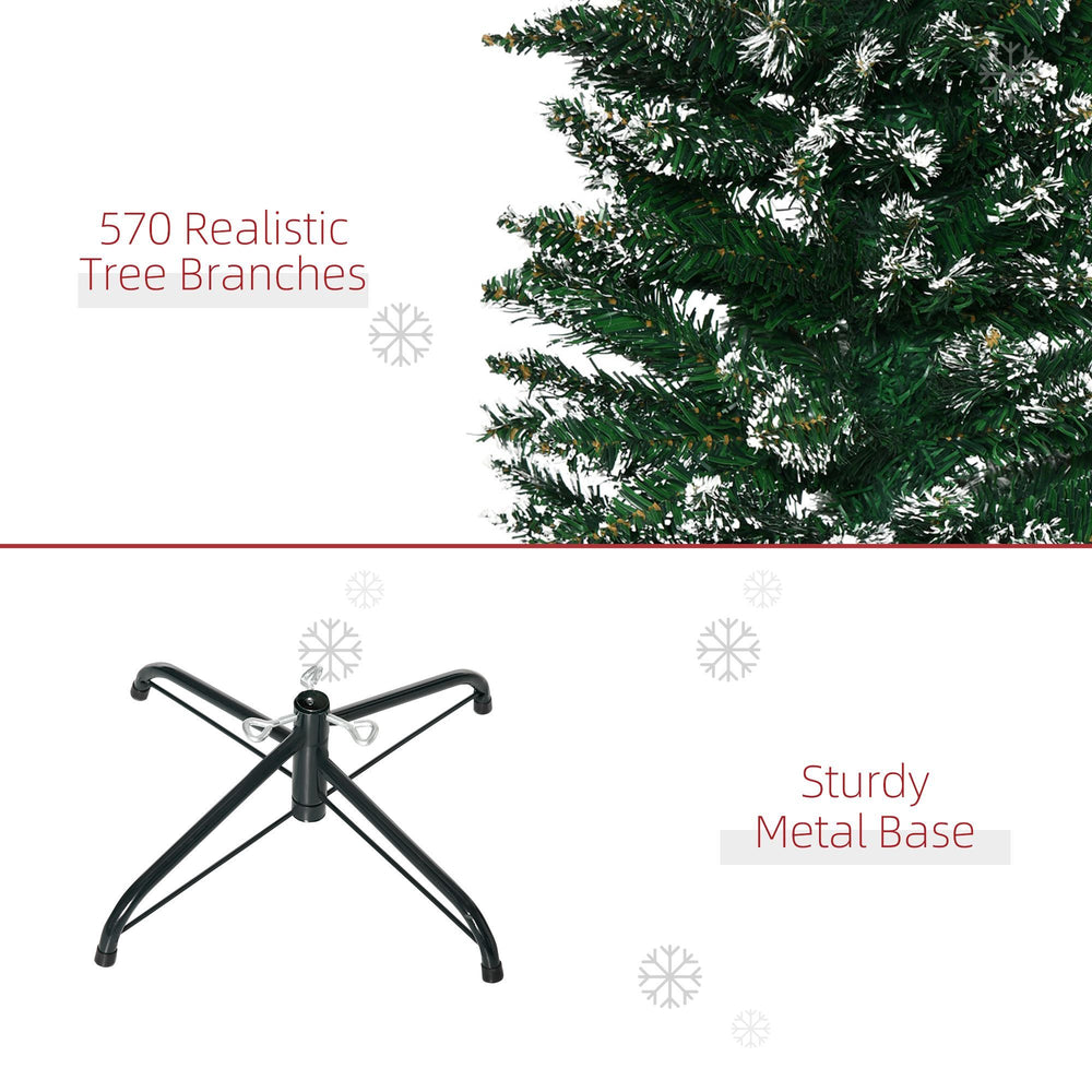 6FT Artificial Snow Dipped Christmas Tree Xmas Pencil Tree Holiday Home Indoor Decoration With Foldable Black Stand, Green EX-STOCK Canada 