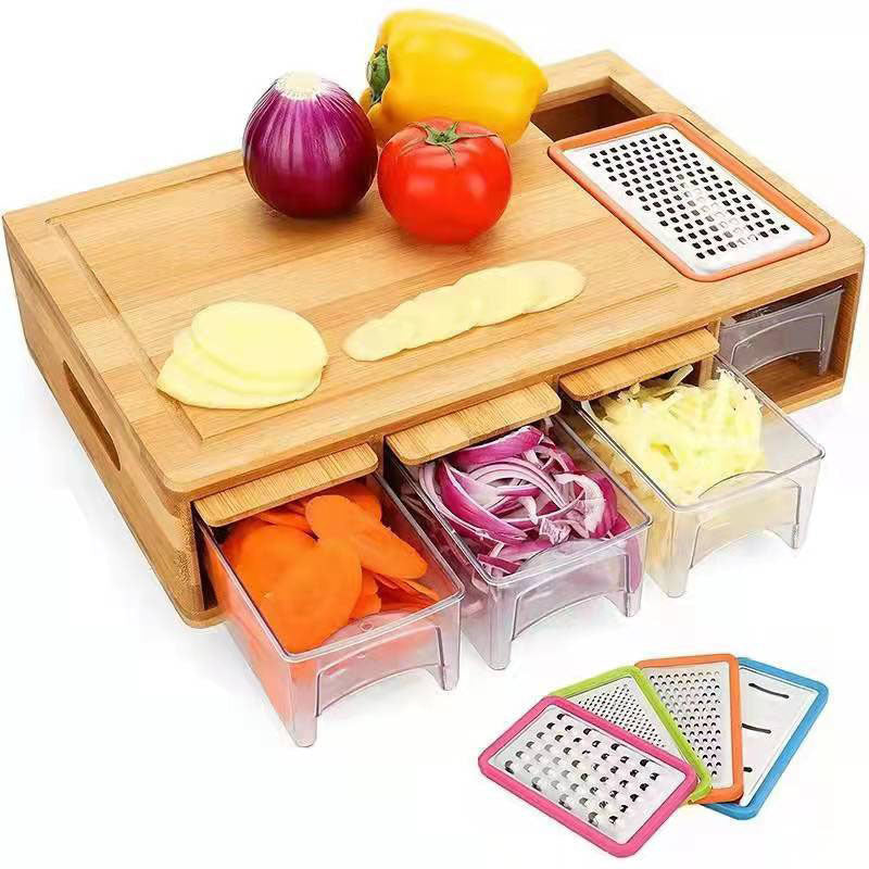 Bamboo Multi-functional Vegetable Cutting Board Cutting Board With Storage Box EX-STOCK Canada 