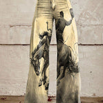 Horn Simulation Denim Trousers Loose Pants For Women 