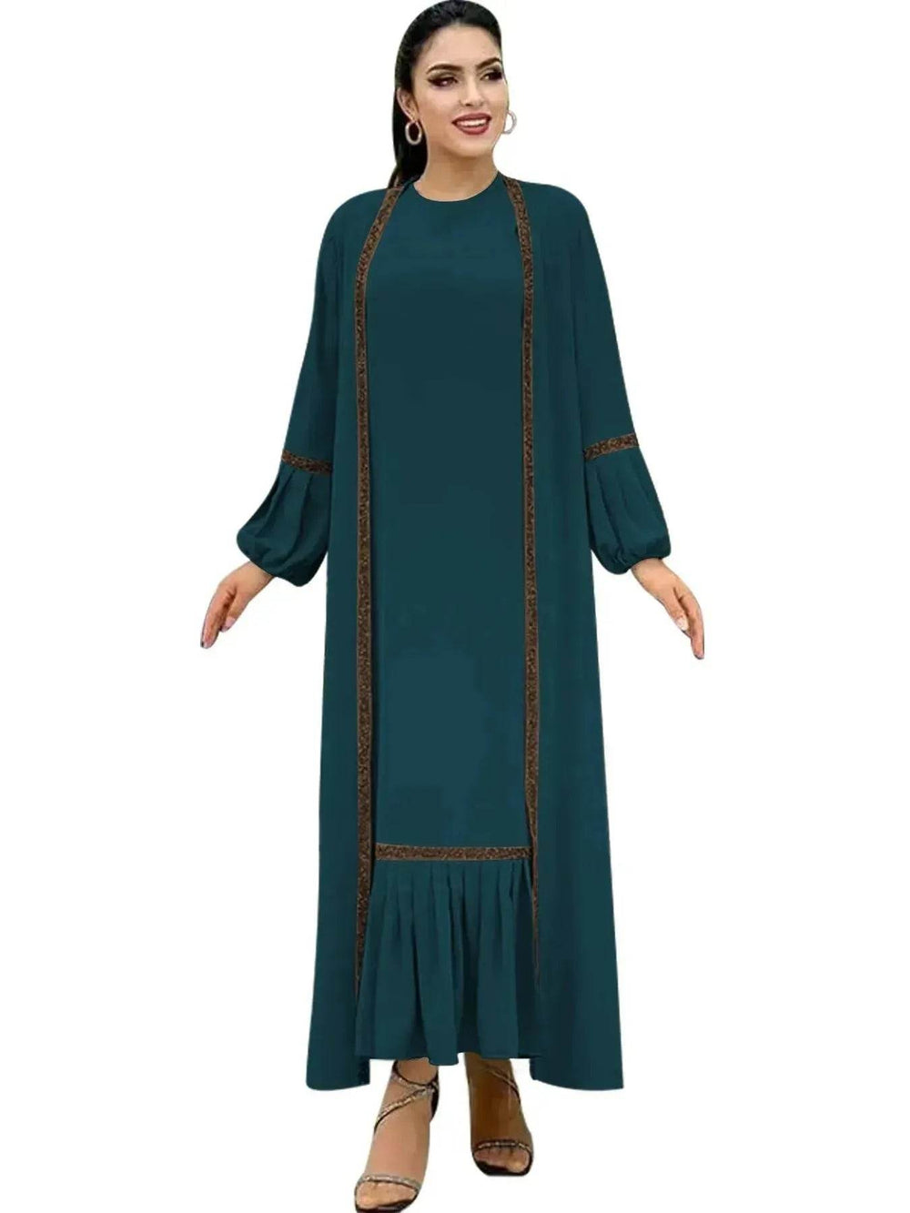 Elegant Two piece for ArabWomen Abaya Underwear dress and Kimono Abaya Open front Abaya for Middle Easter Arab Dubai Women - EX-STOCK Canada