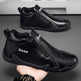 Men's Side-Zip Low-Top Casual Shoes | Black, White & Khaki | 39–44