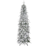 6ft Pencil Flocked Artificial Christmas Tree With 600 Branch Tips, Auto Open And Steel Base, Green EX-STOCK Canada 